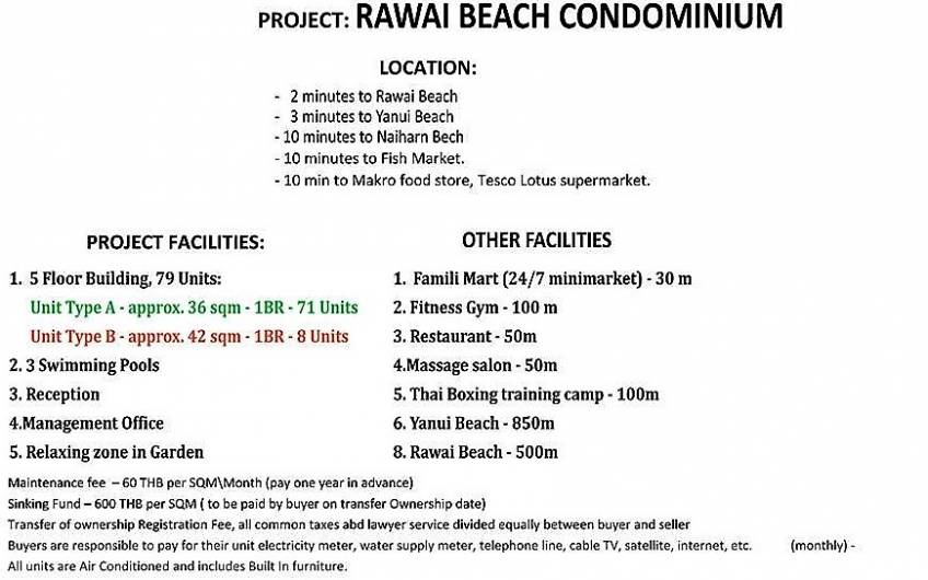 Rawai Beach Condominium – New Hotel-Managed Investment Properties – 8% Guaranteed Return